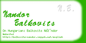 nandor balkovits business card